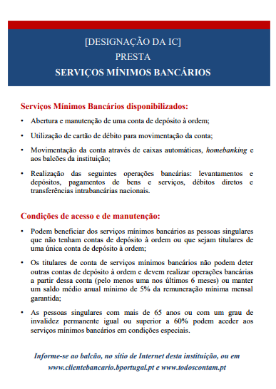 Serviços Minimo Bancarios